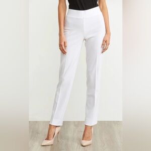 Joseph Ribkoff Women’s White Straight Leg Lined Pants with Split Back Hem Sz 18.